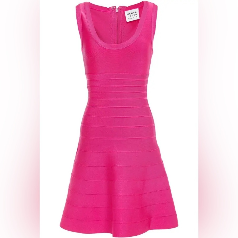 Herve Leger Vibrant Pink Sleeveless Dress